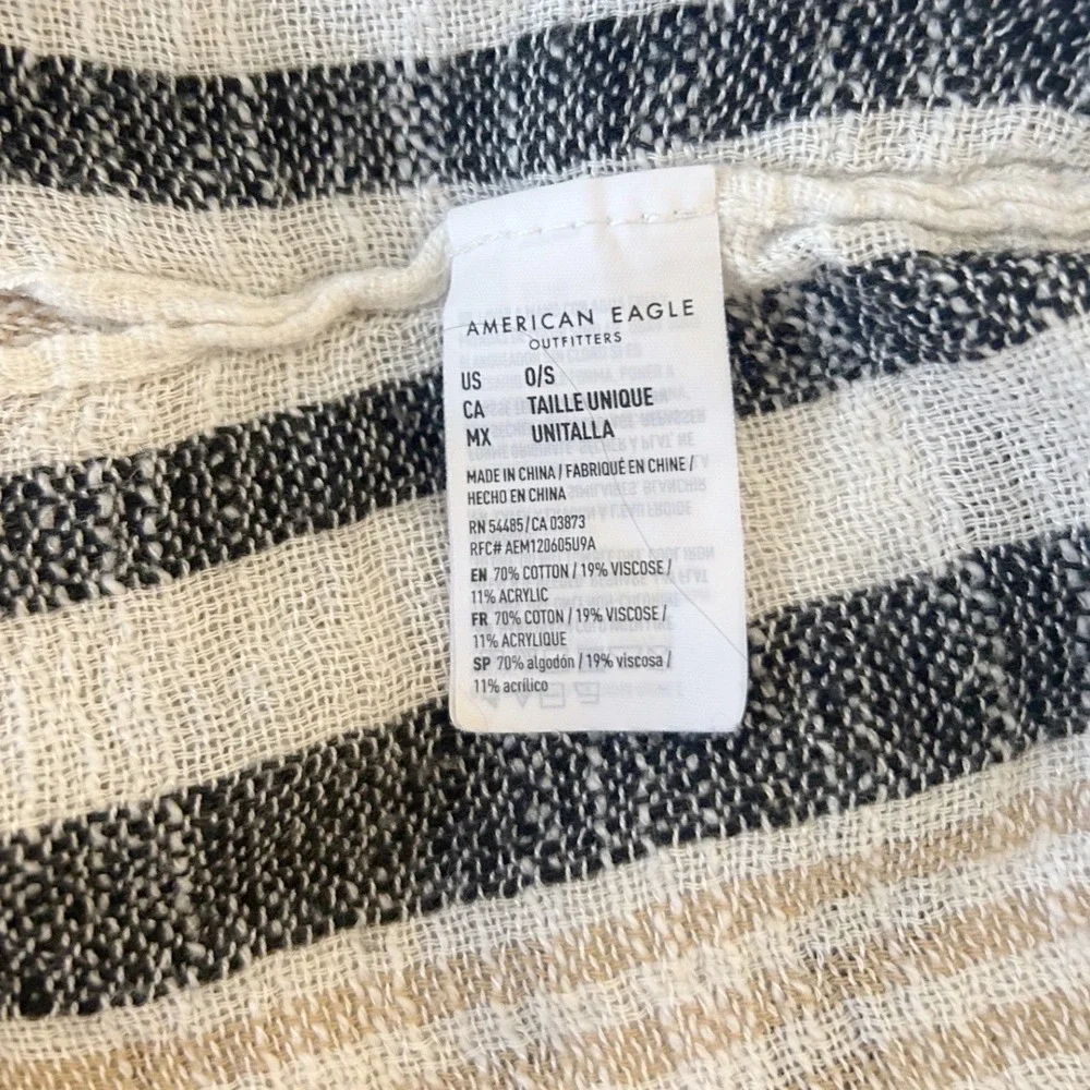American Eagle Outfitters Striped Fringed Kimono Cardigan‎ Shawl OS